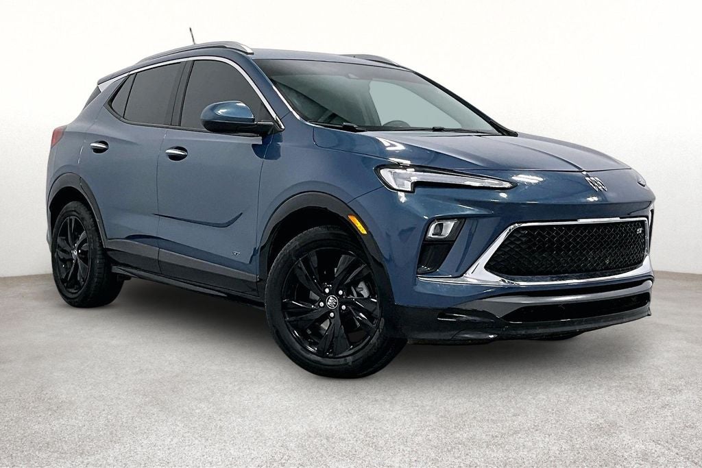 2025 Buick Encore GX Sport Touring in Ocean Blue Metallic — front three-quarter view