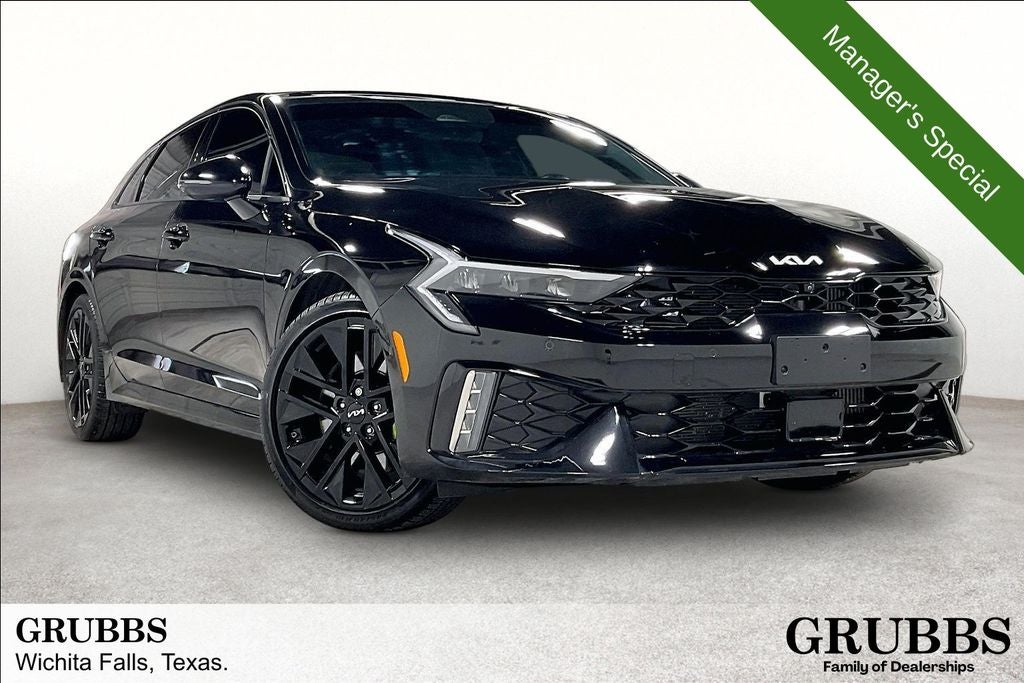 2026 Kia K5 GT in Aurora Black Pearl — front three-quarter view