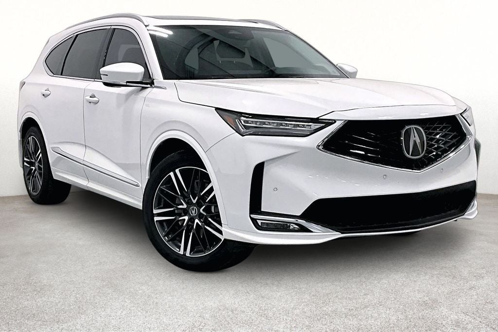 2026 Acura MDX Advance Package SH-AWD in Platinum White — front three-quarter view